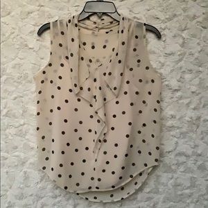 Ann Taylor Black/Tan Polk Dot Blouse w/Cami SzXS